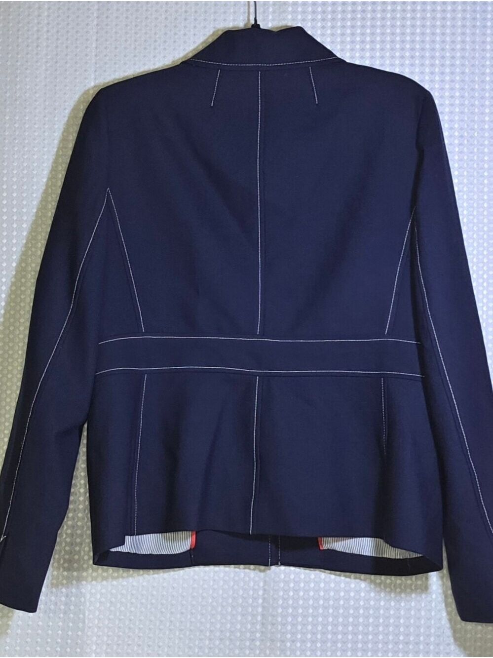 J.Crew Contrast Stitch Tailored Utility Jacket Blazer Navy Blue Medium - Picture 8 of 13